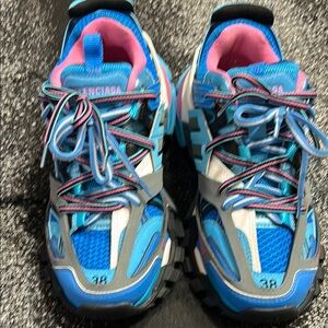 Balenciaga Kids Blue and Pink Sneakers
